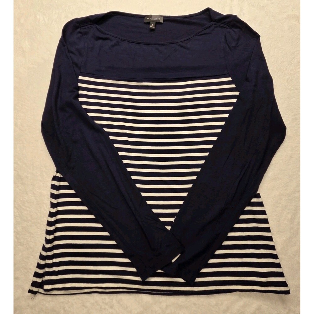 The Limited Blouse White Blue Striped Medium